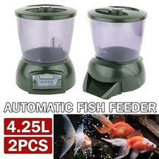 2X AUTOMATIC POND KOI FISH FEEDER HOLIDAY TIMED AUTO DISPENSE FEED DIGITAL TIMER