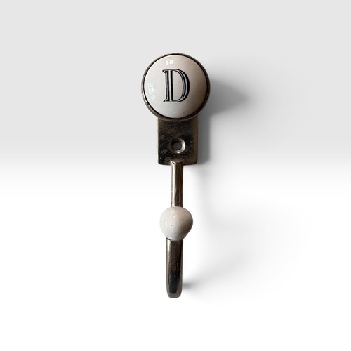 Ceramic monogram wall hook - ceramic,