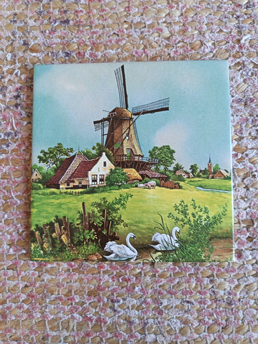 Vintage windmill ceramic tile - windmill,