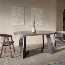 Furneo Belagio Dark Oak Effect, Round Extendable Dining Table, 110cm -160cm