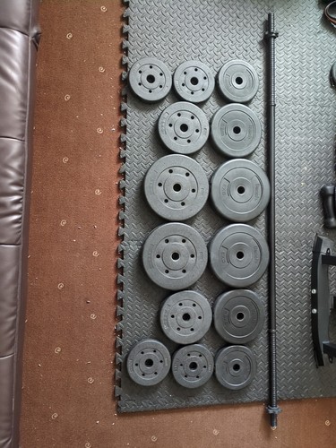 Vinyl weights with - with, barbell