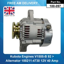 Alternator For Kubota Engines V1505-B 1992- 100211-4730 16678-64011 16678-64012