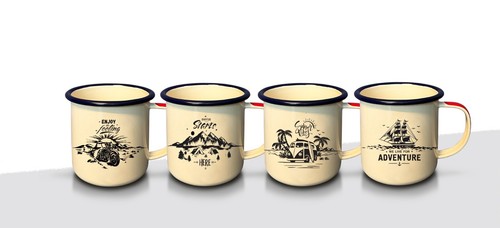 Tin metal enamel coffee - metal,