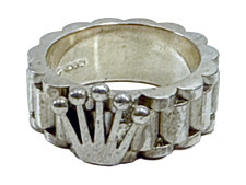 925 Sterling Silver Crown Rolex President Band Ring — Luxury Style Statement ...