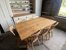 Beautiful Hand Made Solid Oak Kitchen Farmhouse Table And 8 Pine Chairs