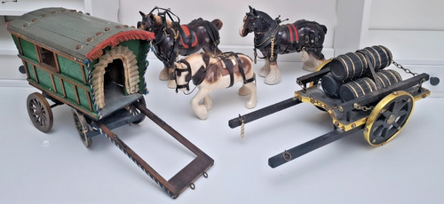 Vintage village horses - village,