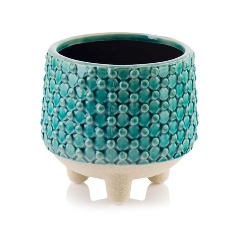 Ceramic glazed flowerpot - flowerpot, on