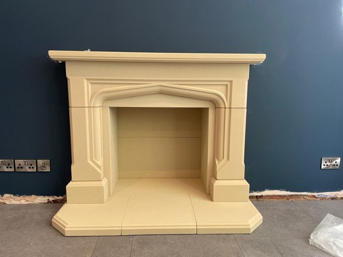 Gothic style stone fireplace - style,