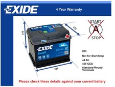 Battery fits MAZDA 2 MX5 XEDOS 121 Exide 063 420A 44Ah 4Yr Warranty New