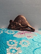Carved Wood Rat Netsuke – Contemporary Japanese Style, Inlaid Eyes