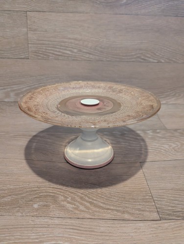Vintage amber rose glass cake - amber/,
