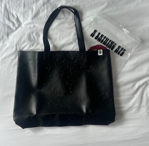 Bape black faux leather - black, tote
