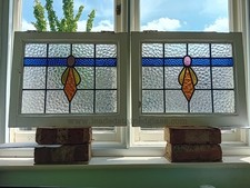 TWO leaded stained glass