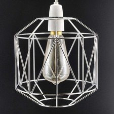 Industrial Cage Light Shade - Retro Vintage Design Lampshade Chrome RRP: £15.99 