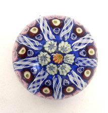 Vintage Strathearn 9 Spoke Latticino & Millefiori Glass Paperweight 6 cm Diam,