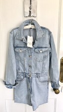 Zara Denim Collared Buttoned
