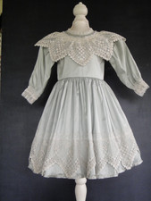 Dress Silk Blue for Antique or Modern Doll Of 73 CM - jumeau Steiner Bru