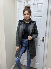 Mint Velvet Waxed Double Front Parka Coat Size 10