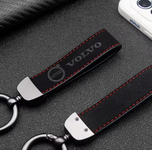 Volvo keyring black - black, suede