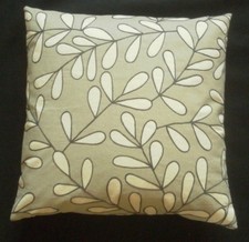 Scion Harlequin Cushion Cover - OULU - Mink/Pewter Embroidered Leaf Design 18" 