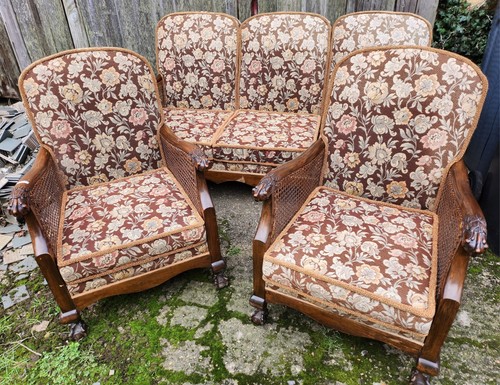 Antique 3pc bergere suite - 3pc,