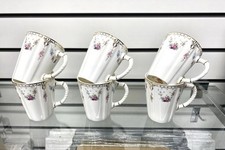 Crown Derby Coffee Mug Royal Antoinette Set of 6 Tea Coffee Fine Bone China