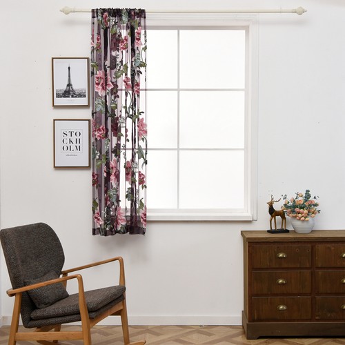Kitchen window curtains purple - kitchen,