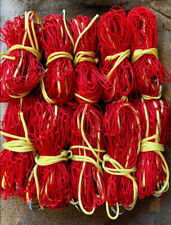 10 x 4ft HEAVY DUTY 10z BRIGHT RED  NYLON RABBIT PURSE NETS & 10 HARDWOOD PEGS