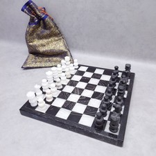 Bespoke Small Marble Chess Set 8 x 8 Inches Board with Pieces 