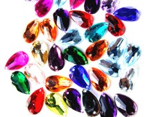 9x17 mm Teardrops Acrylic Rhinestone Gems Oval Flatback Sew On Red GreenBluePink