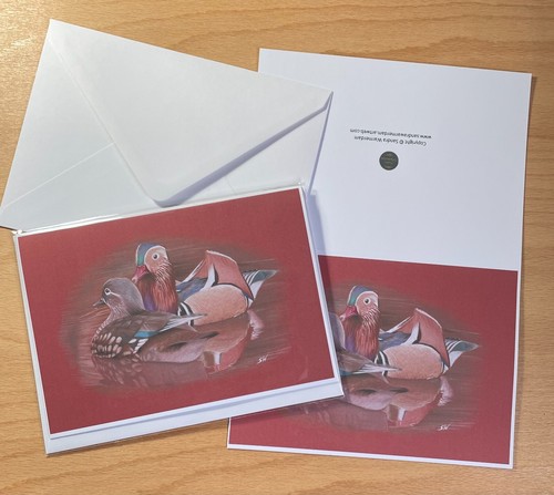 Mandarin ducks art greeting - ducks,