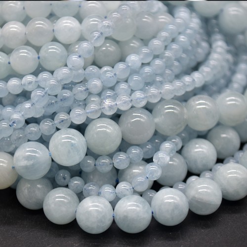 Aquamarine round beads 4mm - -,