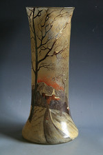 ANTIQUE ART DECO ENAMEL GLASS VASE