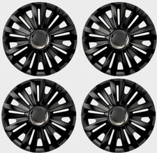 MERCEDES A B C CLASS WHEEL TRIMS HUB CAPS PLASTIC COVERS FULL SET BLACK 15" INCH
