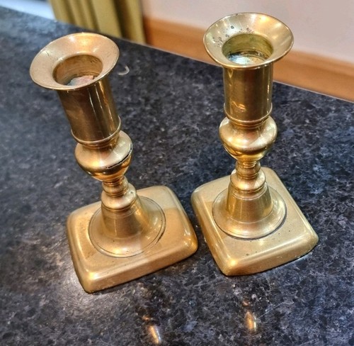 Vintage brass candle sticks - brass,