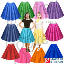 ROCK N ROLL SKIRT Ladies POLKA DOT 1950's Grease Hairspray FANCY DRESS COSTUME