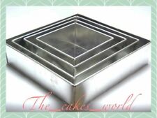 4 TIER HEAVY DUTY SQUARE WEDDING CAKE TINS 6" 8" 10" 12" ALL 3", 4" and 5" DEEP