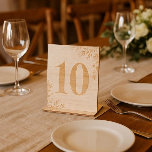 Wooden table numbers - wooden, card