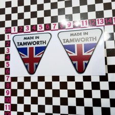 2 x Small Made in Tamworth White Sticker - Reliant Scimitar Robin Kitten GTE