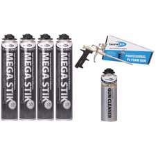 Mega Stik 750ml Plasterboard - Insulation Adhesive  With Gun & Cleaner Bulk Buy