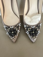 Jenny Packham Ladies Jewelled Court Shoes Taupe 6 Wedding