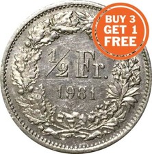 1/2 Half Swiss Franc Coin