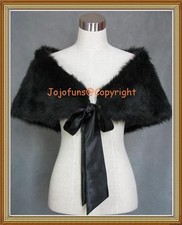 BLACK Faux Fur Bridal Wedding Shrug/Bolero/Cape/Evening Wrap/Shawl/Tippet/Coat