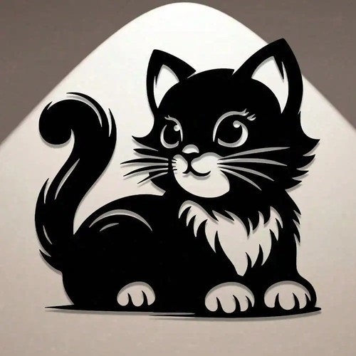 Metal cat wall decor - wall, flat