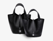 Women Genuine Leather Basket Shoulder Bucket Bag Purse handbag