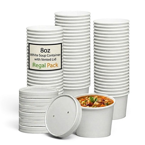 8oz white soup container with - container,