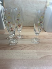 4 Handmade Villeroy and Boch Champagne Flutes Petite Fleur Glasses Vintage 70’s?