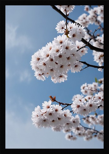 Serene cherry blossom framed - serene,
