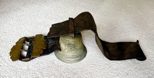 Antique cow bell brass - cow, brass/bronze