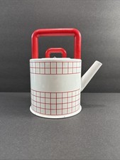 Vintage Kamenstein White Red Checker Enamel Tea Kettle Tea Pot MCM RARE